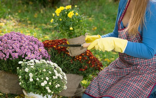 Garden waste and rubbish being sorted safely on a landscaping site